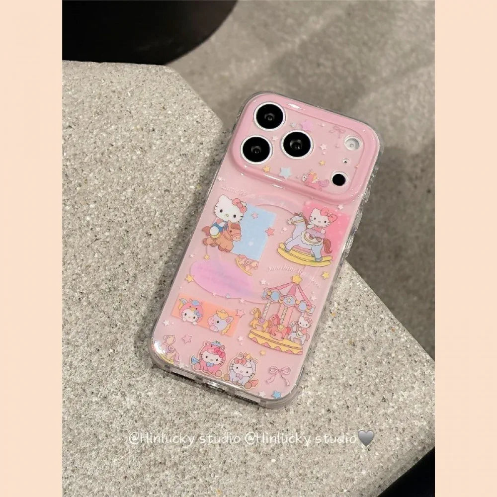 Ameigas Cute Carousel Cat Magnetic Stand Phone Case - Ameigas