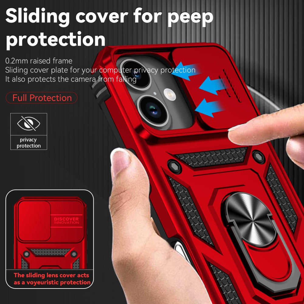 Ameigas Slide Camera Cover Ring Kickstand Protective Phone Case