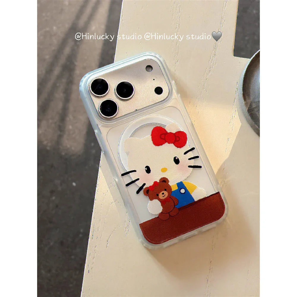 Ameigas Best Friends Case - Bear & Kitten Cuddle MagSafe Skin-Feel Cover - Ameigas