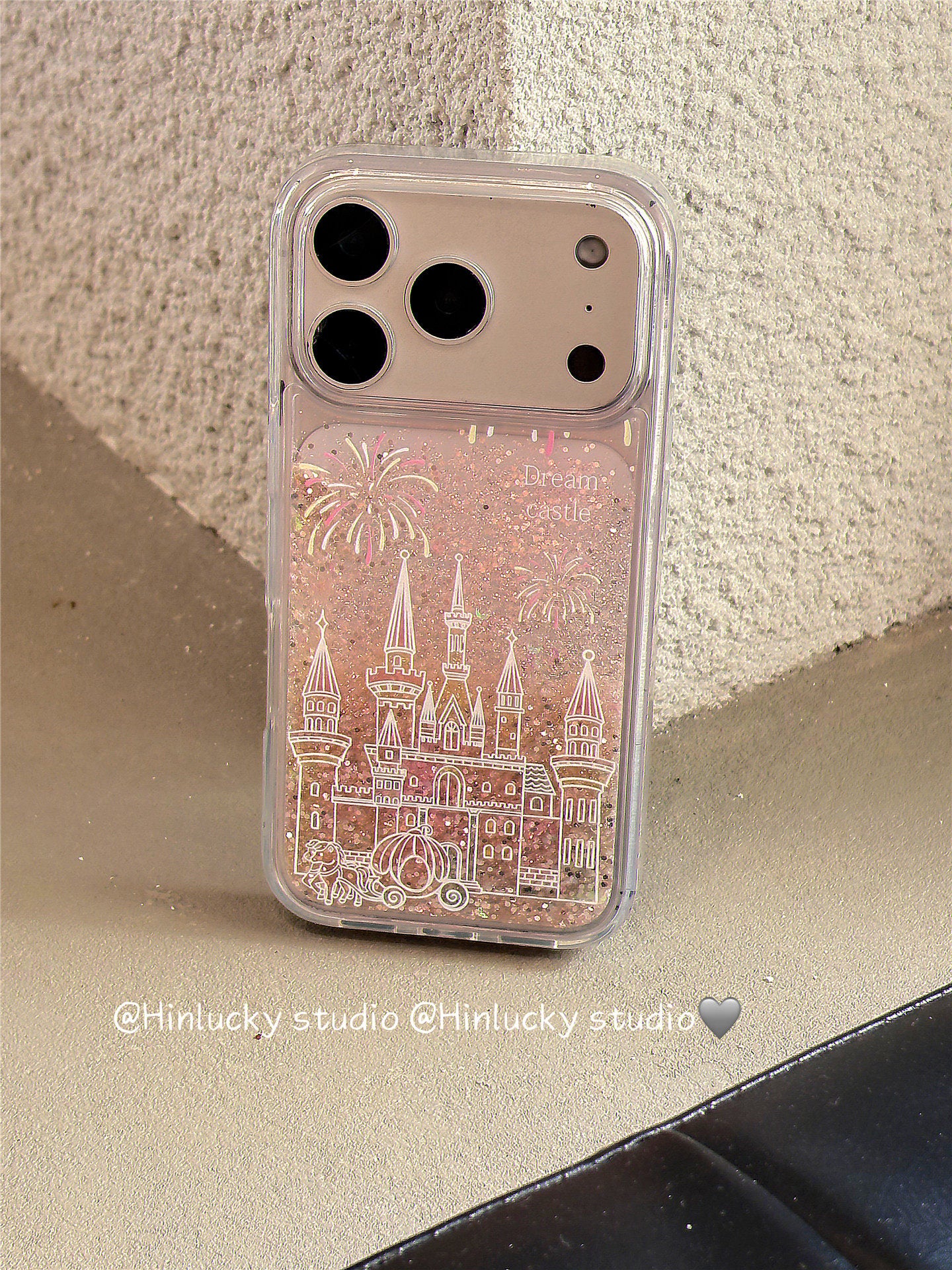 Ameigas Dreamy Pink Princess Castle Glitter Phone Case