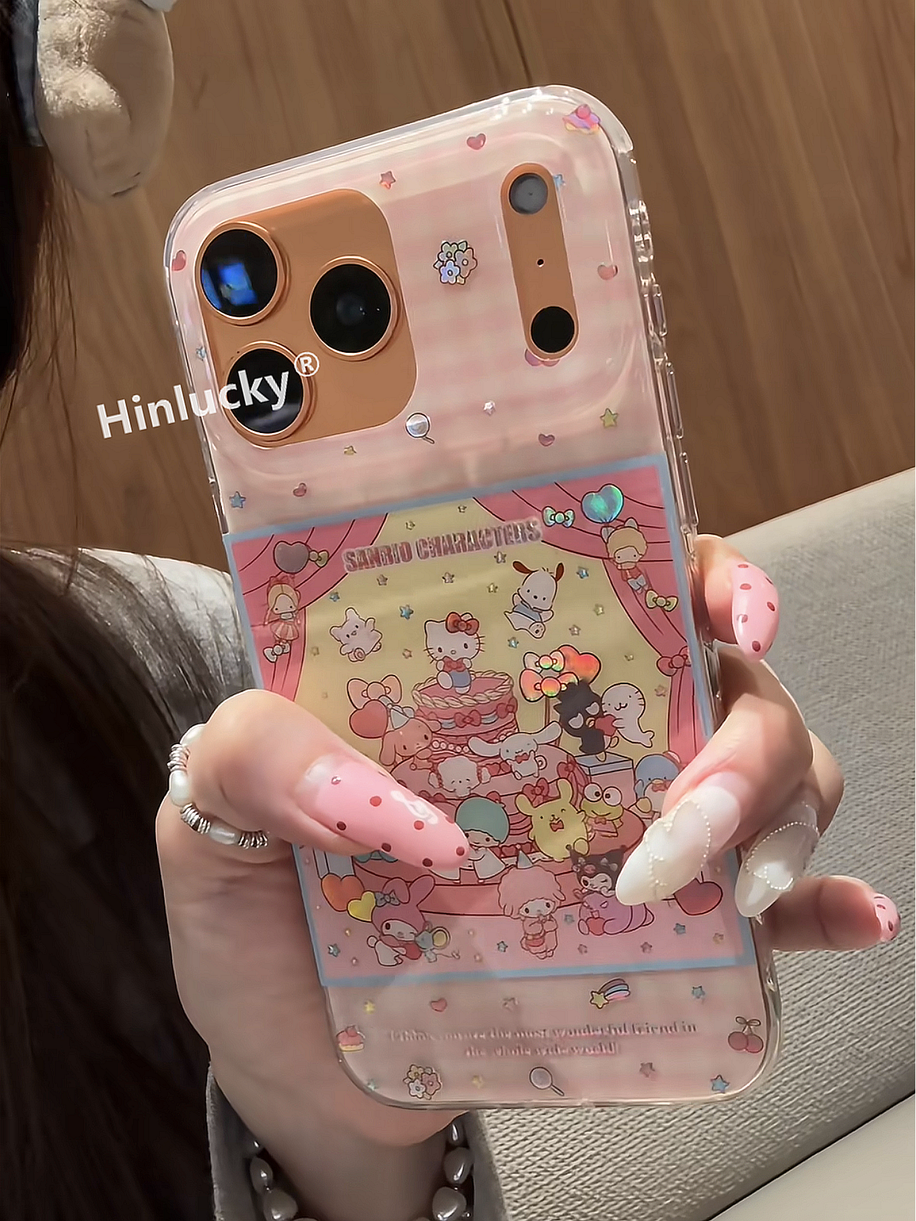 Ameigas Pink Checkered Gilded Party Phone Case