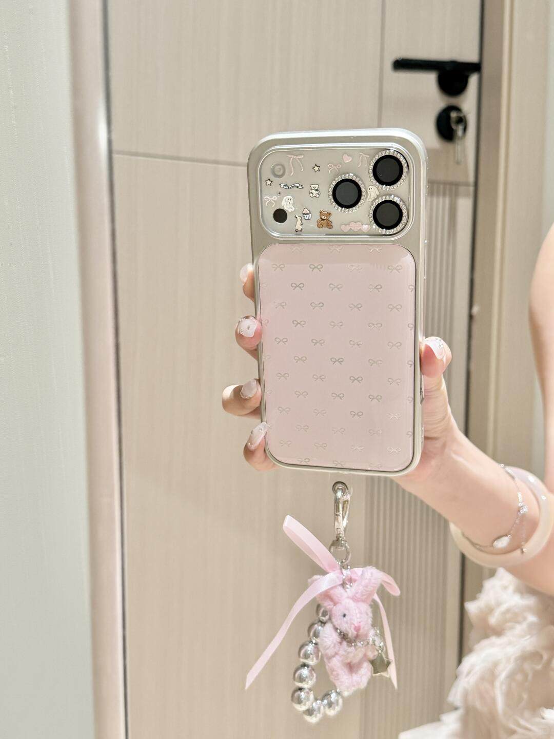 Ameigas Gentle Style Case - Soft Pink Bow Design with Detachable Wrist Strap