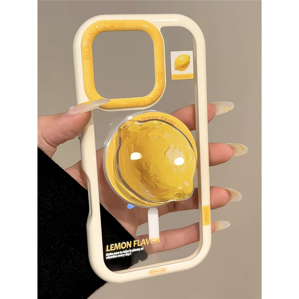 Ameigas Summer Canvas Case - Oil Paint Lemon & Magnetic Stand Acrylic Cover