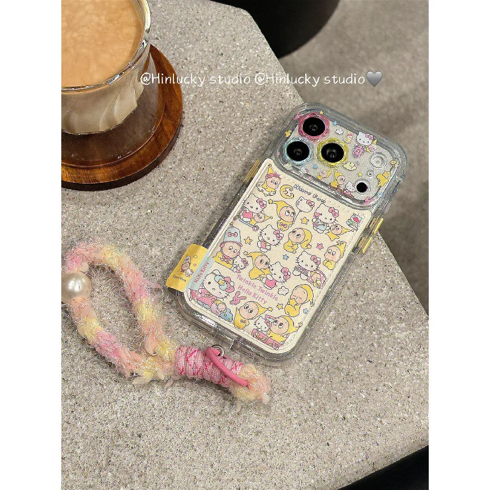 Ameigas Celestial Bow-Kitty Case - Starry Character with Floral Leather Accent & MagSafe - Ameigas