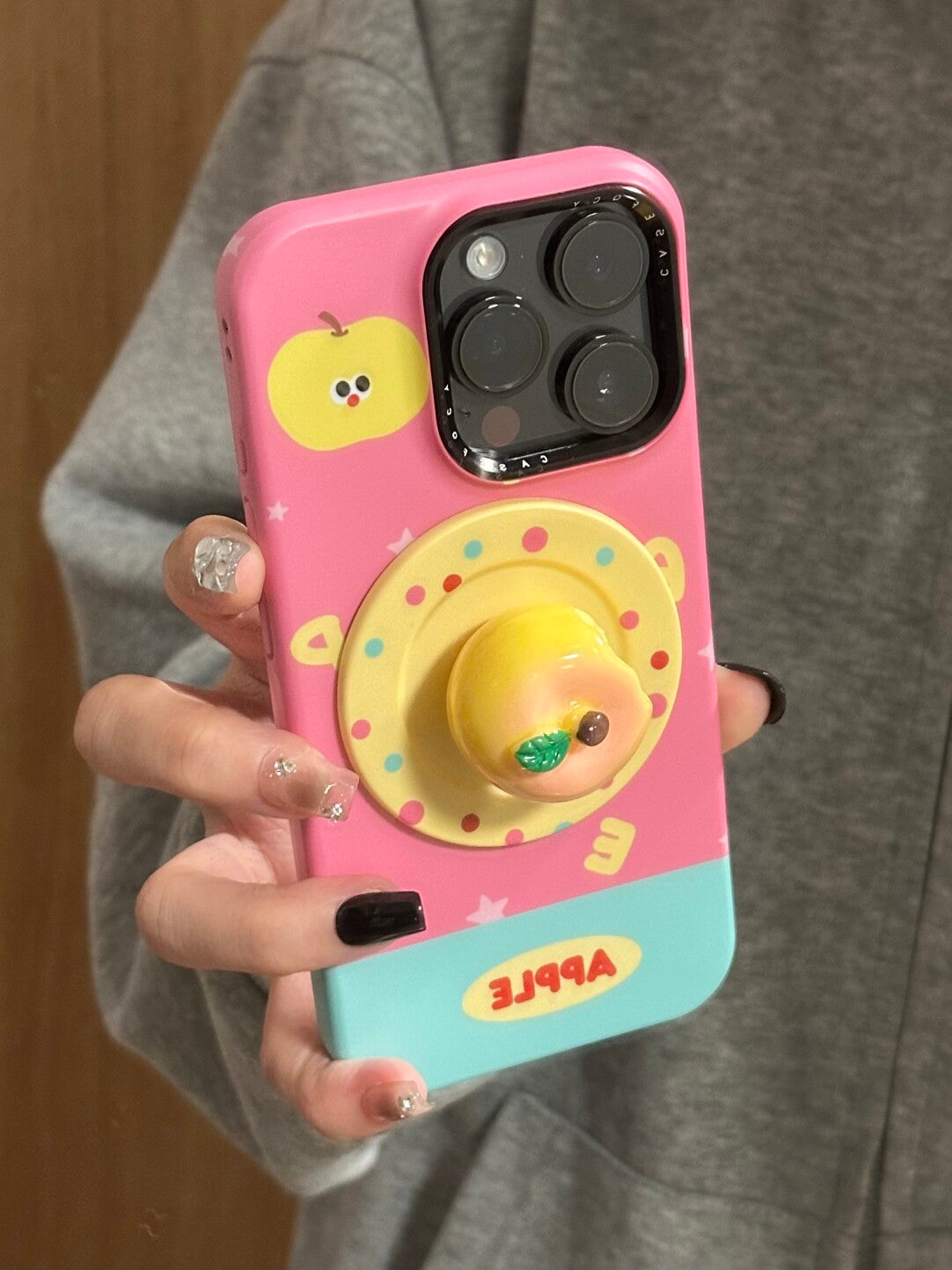 Ameigas Plaid & Palm Case - Yellow Checkered Design with Coconut Print, Detachable Kickstand & Magnetic Lock