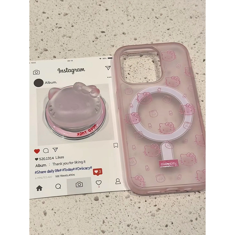 Ameigas Pink Cat Galaxy Acrylic Magnetic Stand Protective Case