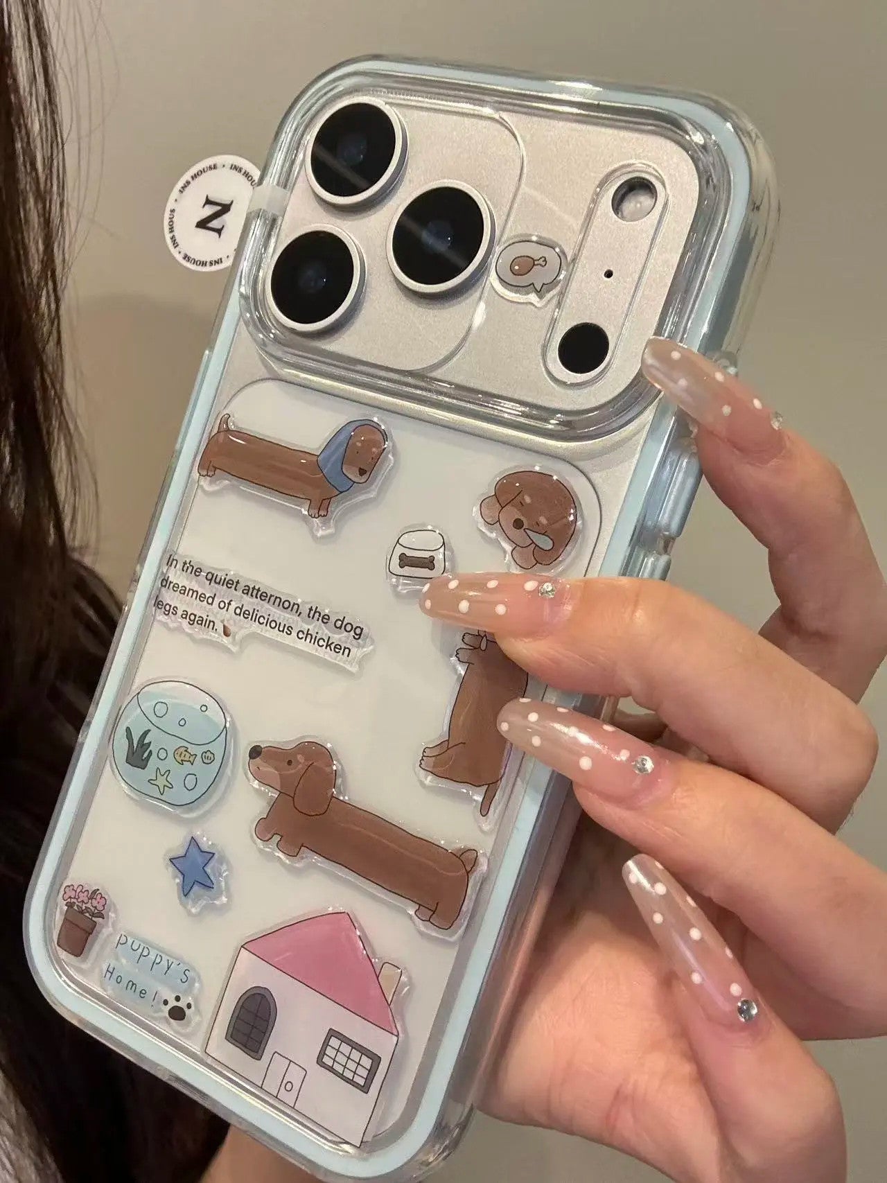 Ameigas Doodle Dash Case - Interactive Dachshund Stickers & Clear MagSafe Cover