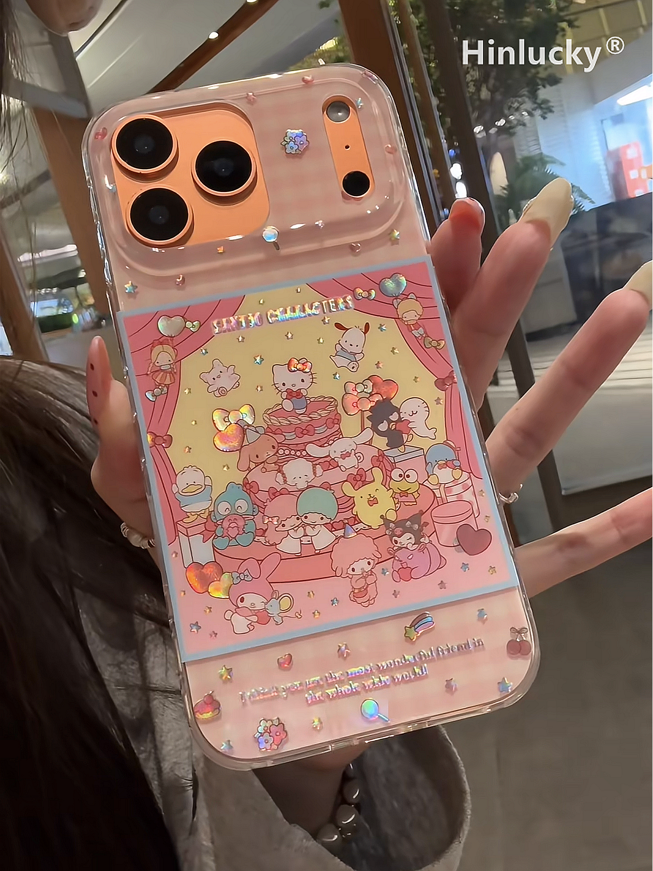 Ameigas Pink Checkered Gilded Party Phone Case