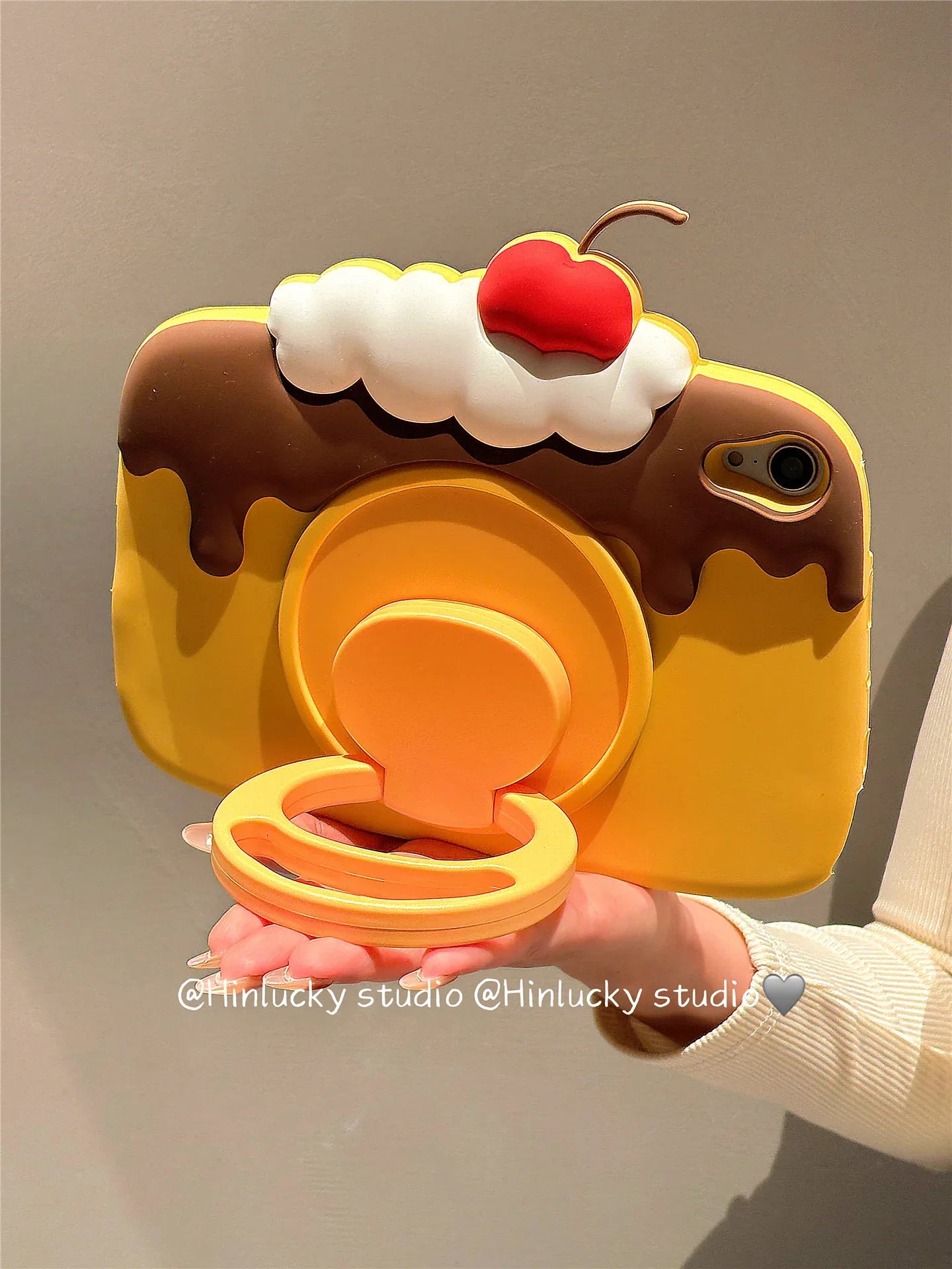 Ameigas Cherry Pudding Rotating Stand Case - Korean Style 360° Swivel Cover for iPad - Ameigas