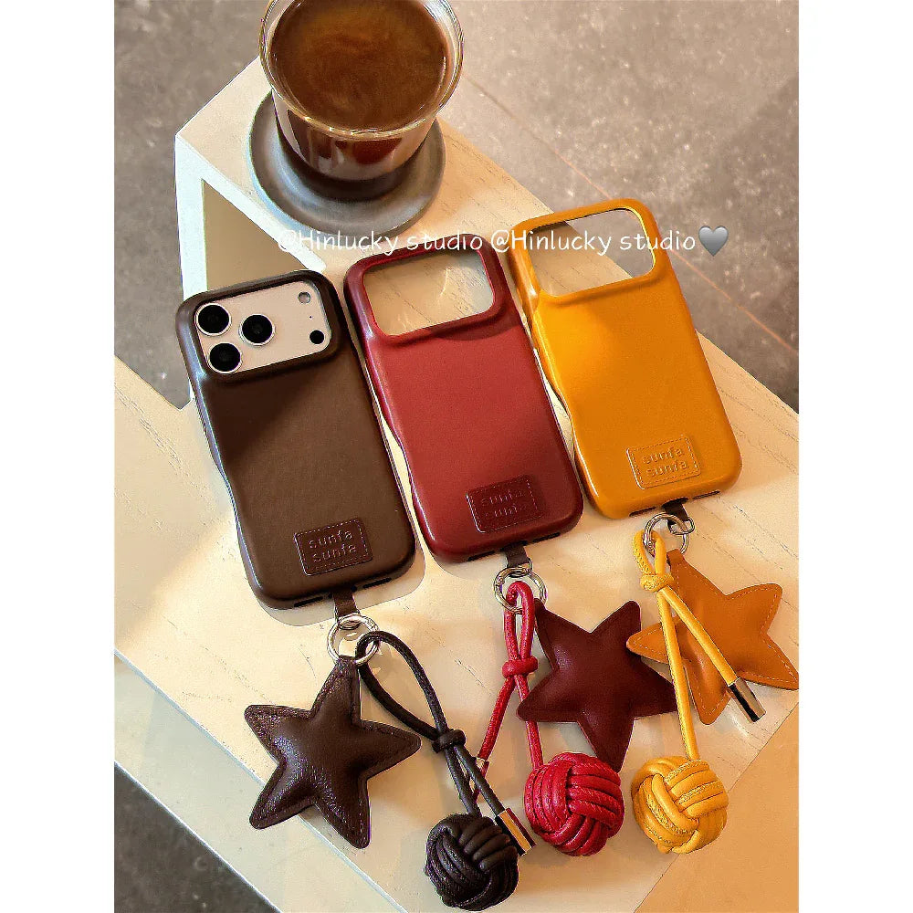 Ameigas Autumn Minimal Star Charm Leather Protective Case - Ameigas