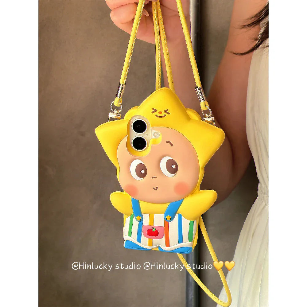 Ameigas Cartoon Striped Star Buddy Case with Crossbody Strap - Ameigas
