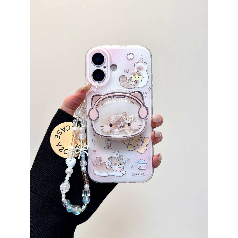 Ameigas Wobble Kitten Case - Super Cute Cartoon Cat with Magnetic Spring & Pop Out Stand