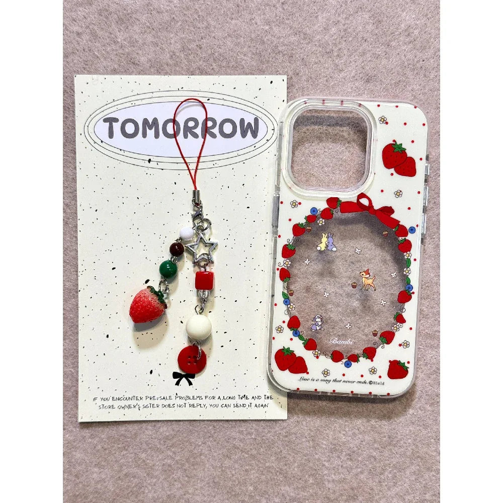 Ameigas Cute Polka Dot Strawberry Bunny & Deer Phone Case - Ameigas