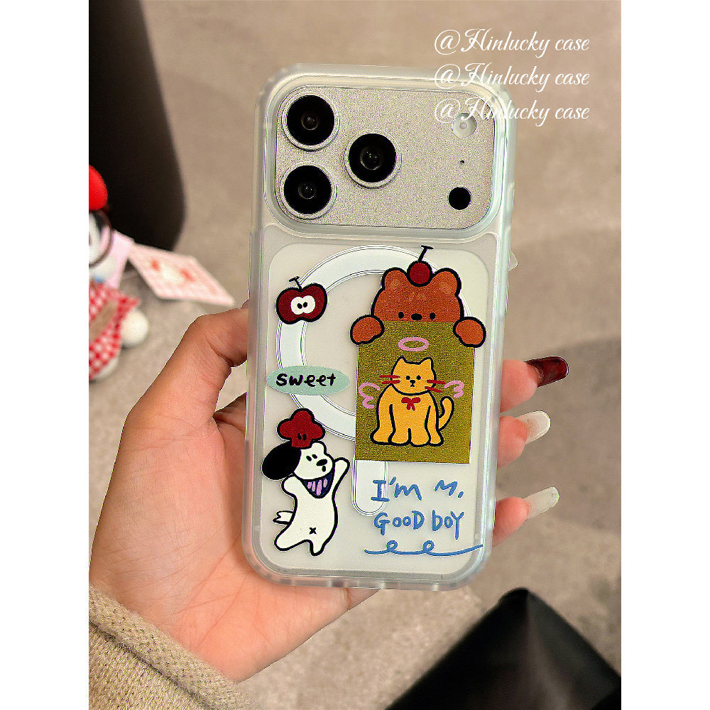 Ameigas Pawfect Pals Case - Cat & Dog Sharing Treat MagSafe Skin-Feel Cover