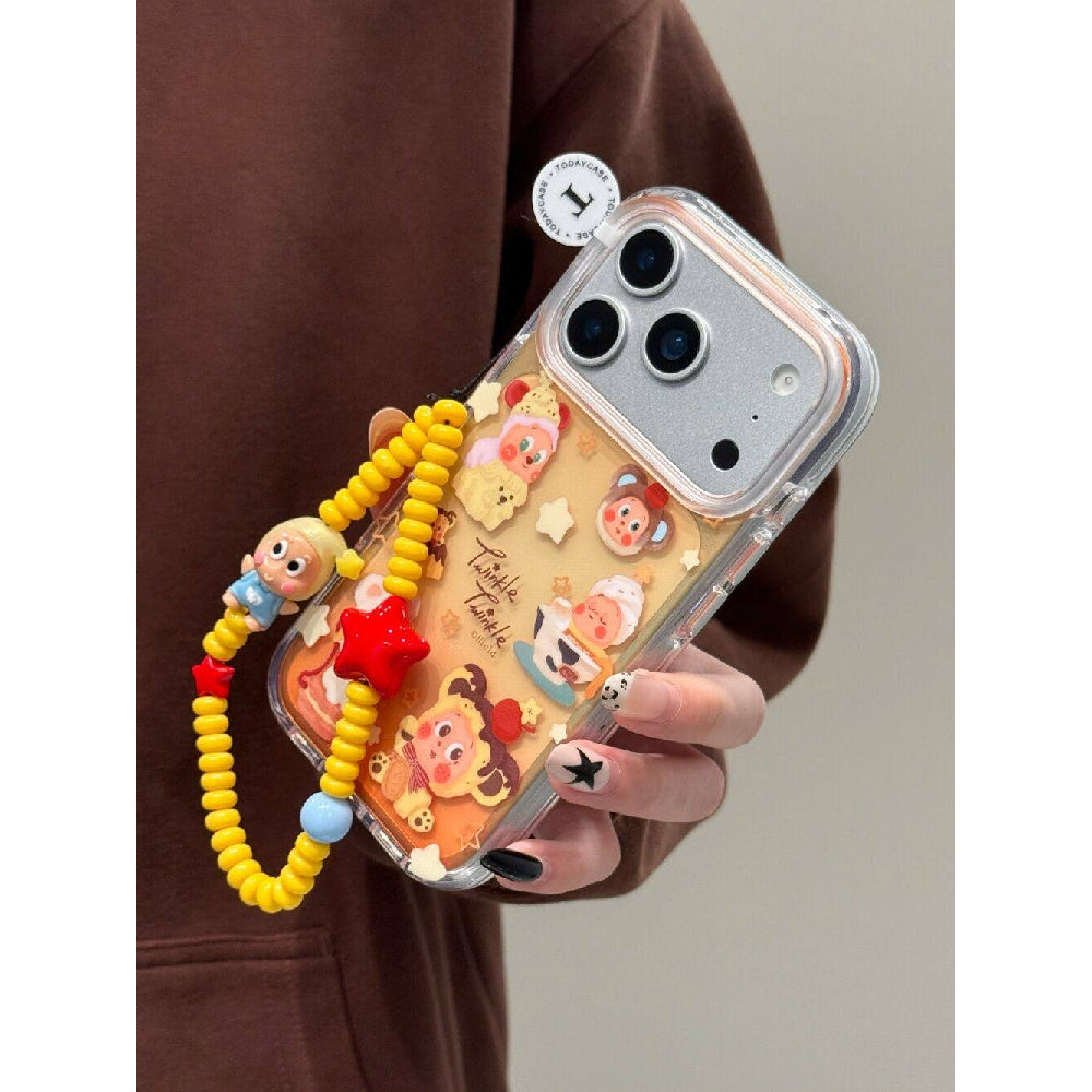 Ameigas Gradient Orange Star Character Clear Phone Case