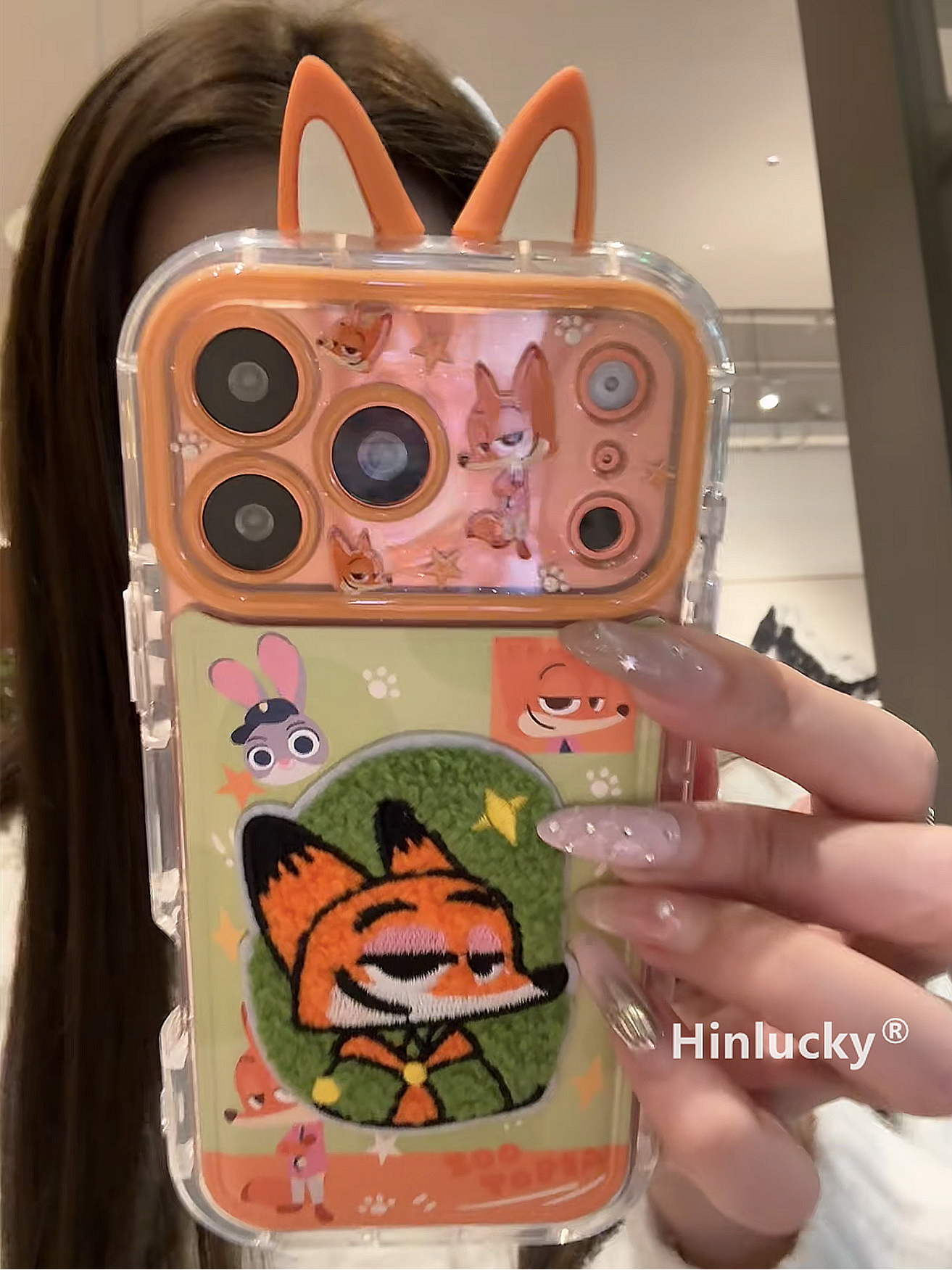 Ameigas Urban Duo Pop Case - 3D Ears Fox & Bunny Embroidery Cover for iPhone