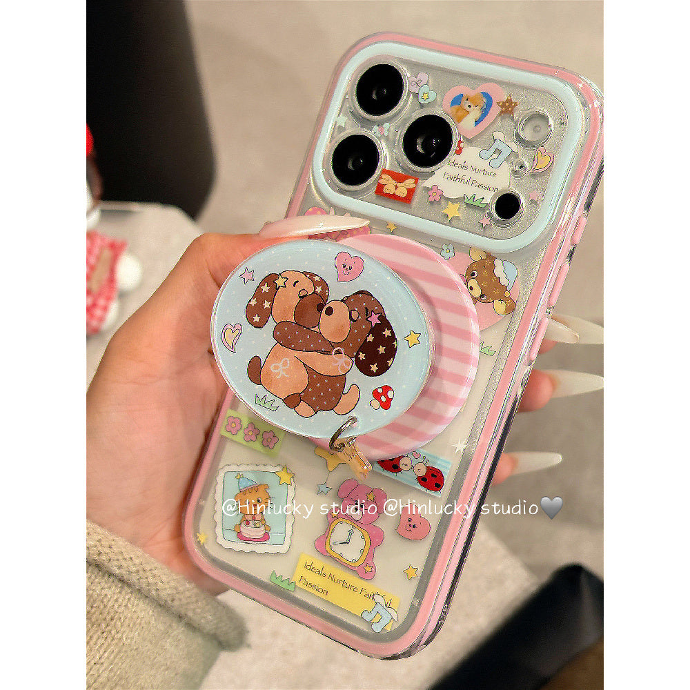 Ameigas Playful Pup Deco Case - Mix & Match Puppy Stickers with MagSafe Stand