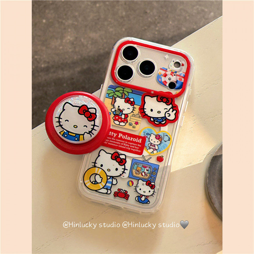 Ameigas GlitterGlide Kitten Case - Liquid Glitter Cat MagSafe Stand Cover for iPhone