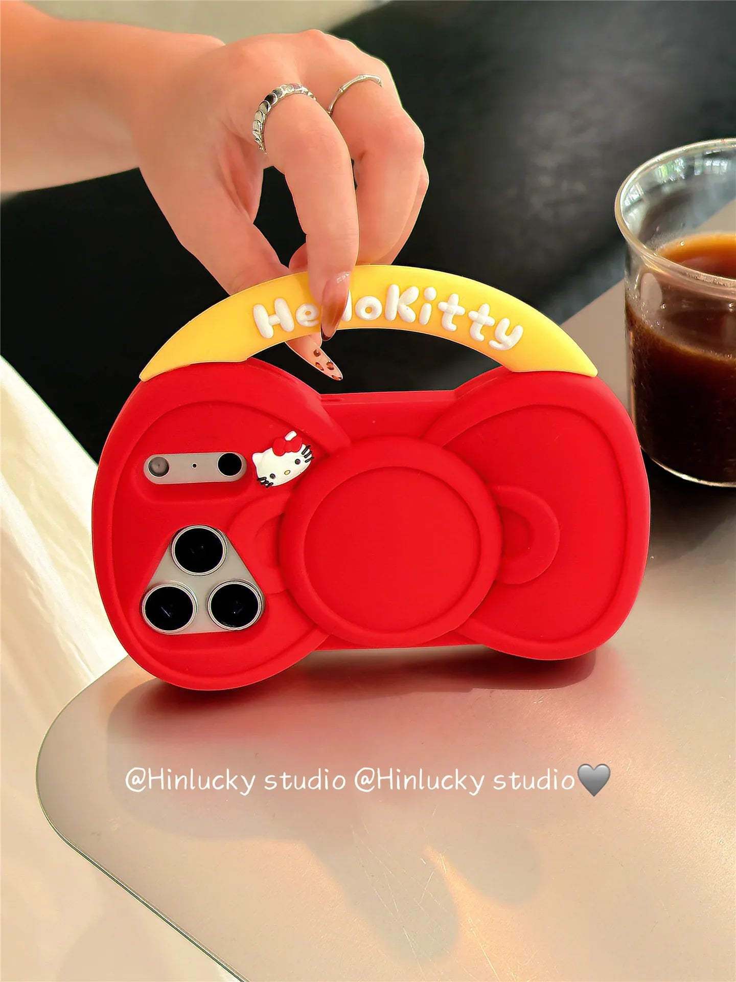 Ameigas Bow-Tied Whiskers Case - Red Ribbon Kitty Silicone Cover for iPhone - Ameigas