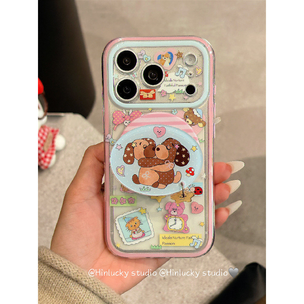 Ameigas Playful Pup Deco Case - Mix & Match Puppy Stickers with MagSafe Stand