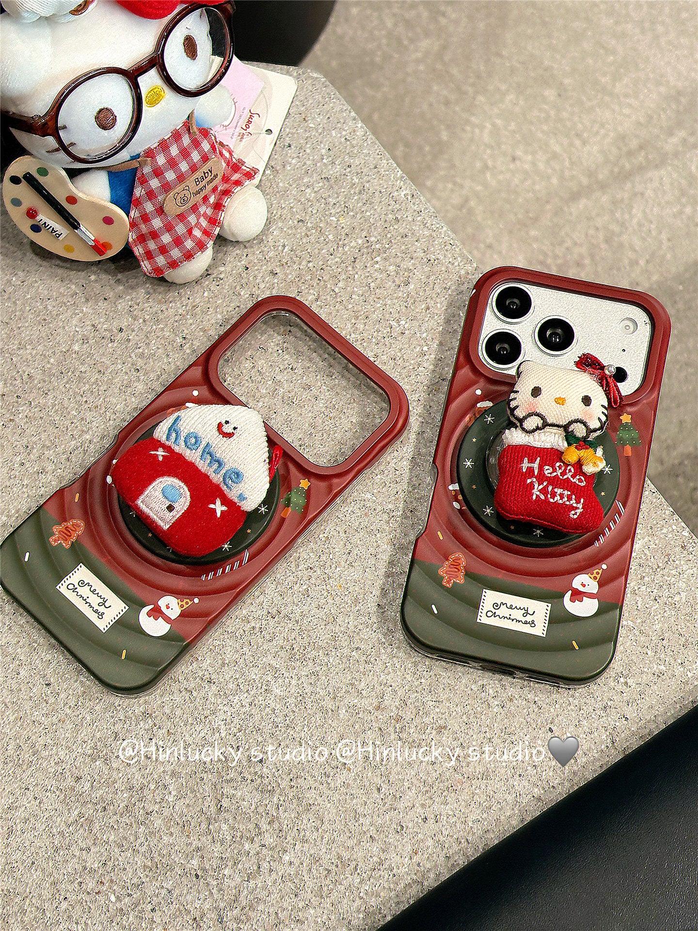 Ameigas Christmas Cat Sock Case | Festive Holiday MagSafe Stand Cover - Ameigas