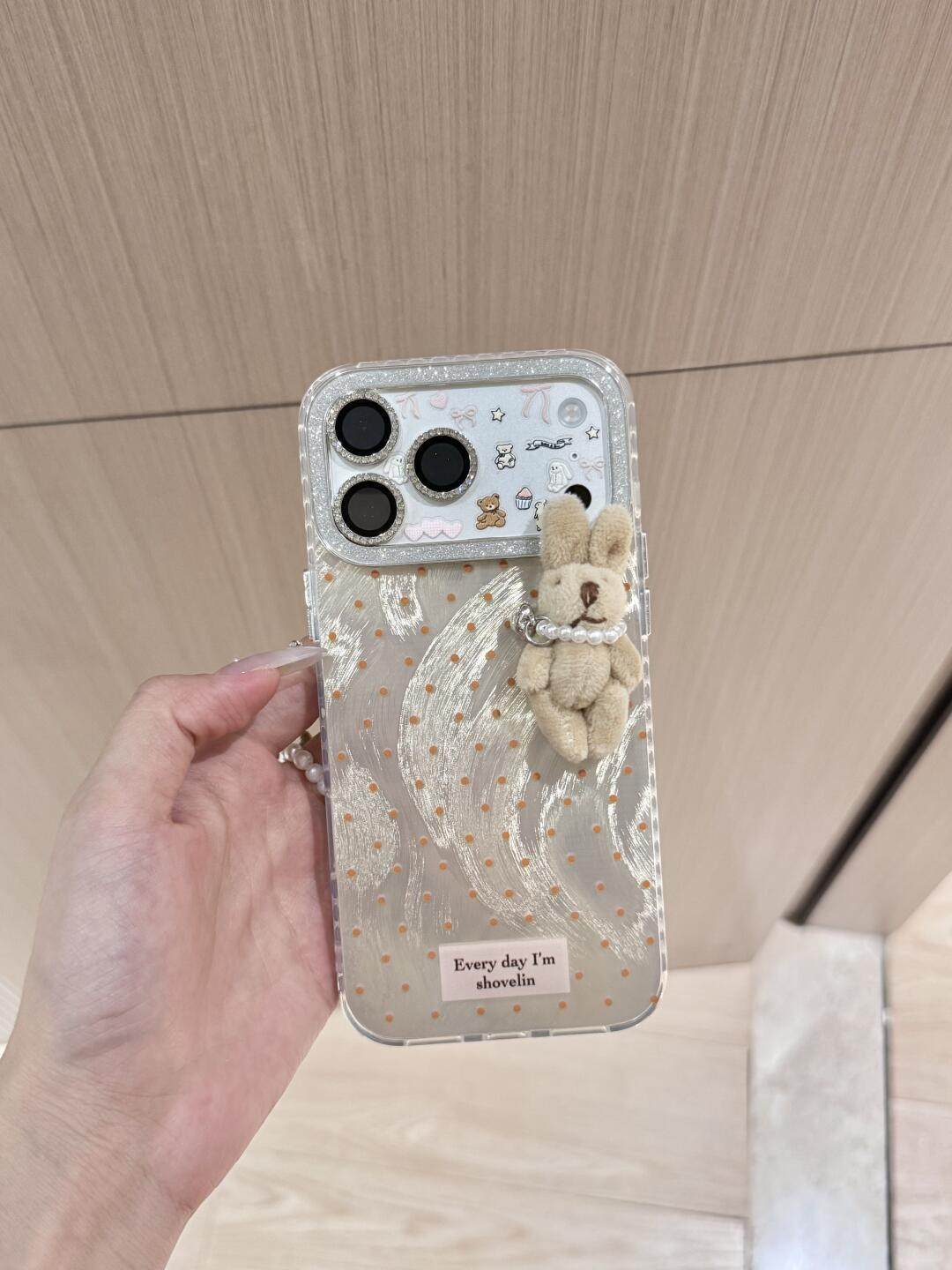 Ameigas Sparkly Bunny Polka Dot Soft Phone Case