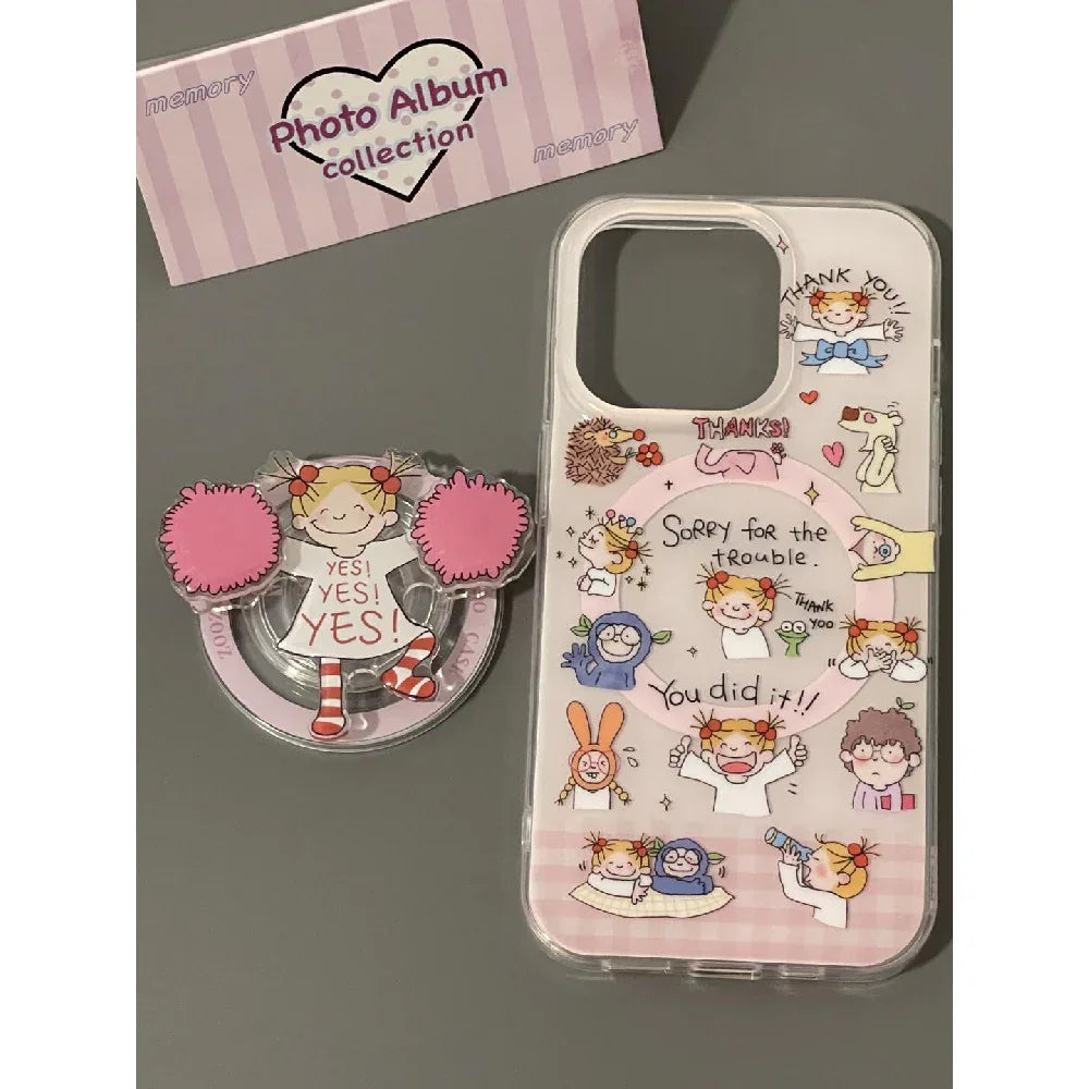 Ameigas Cheerleader Girl Magnetic Stand Dual-Layer Phone Case - Ameigas