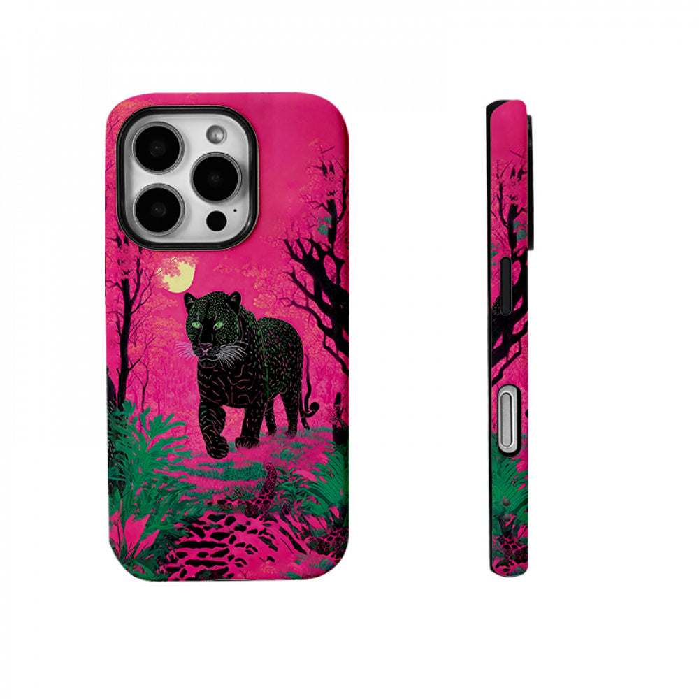 Ameigas Black Panther Oil Painting Dual-Layer Protective Phone Case