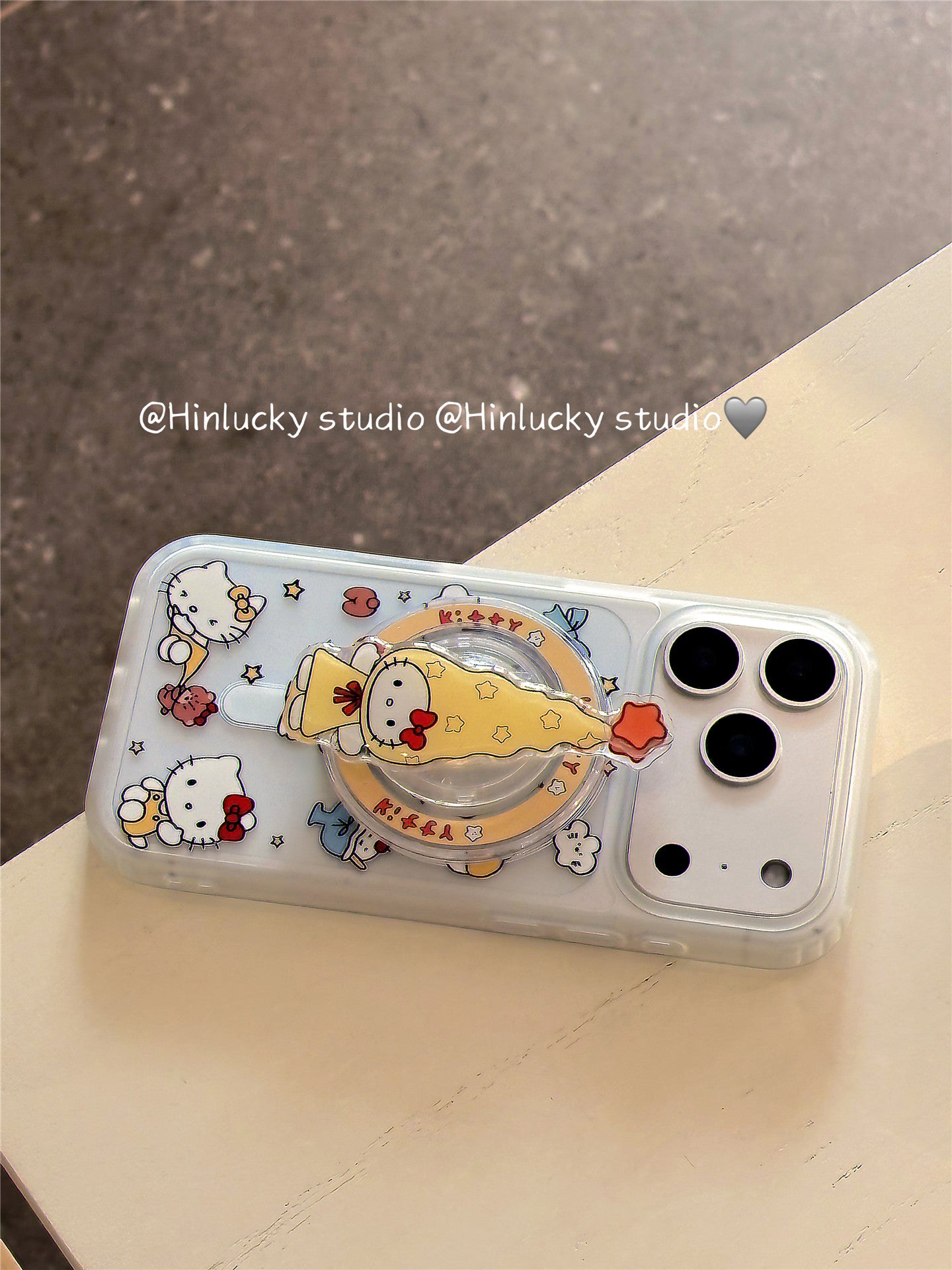 Ameigas Twirling Star Kitty Case - Long Hat Cat Rotating MagSafe Stand & Silky Cover