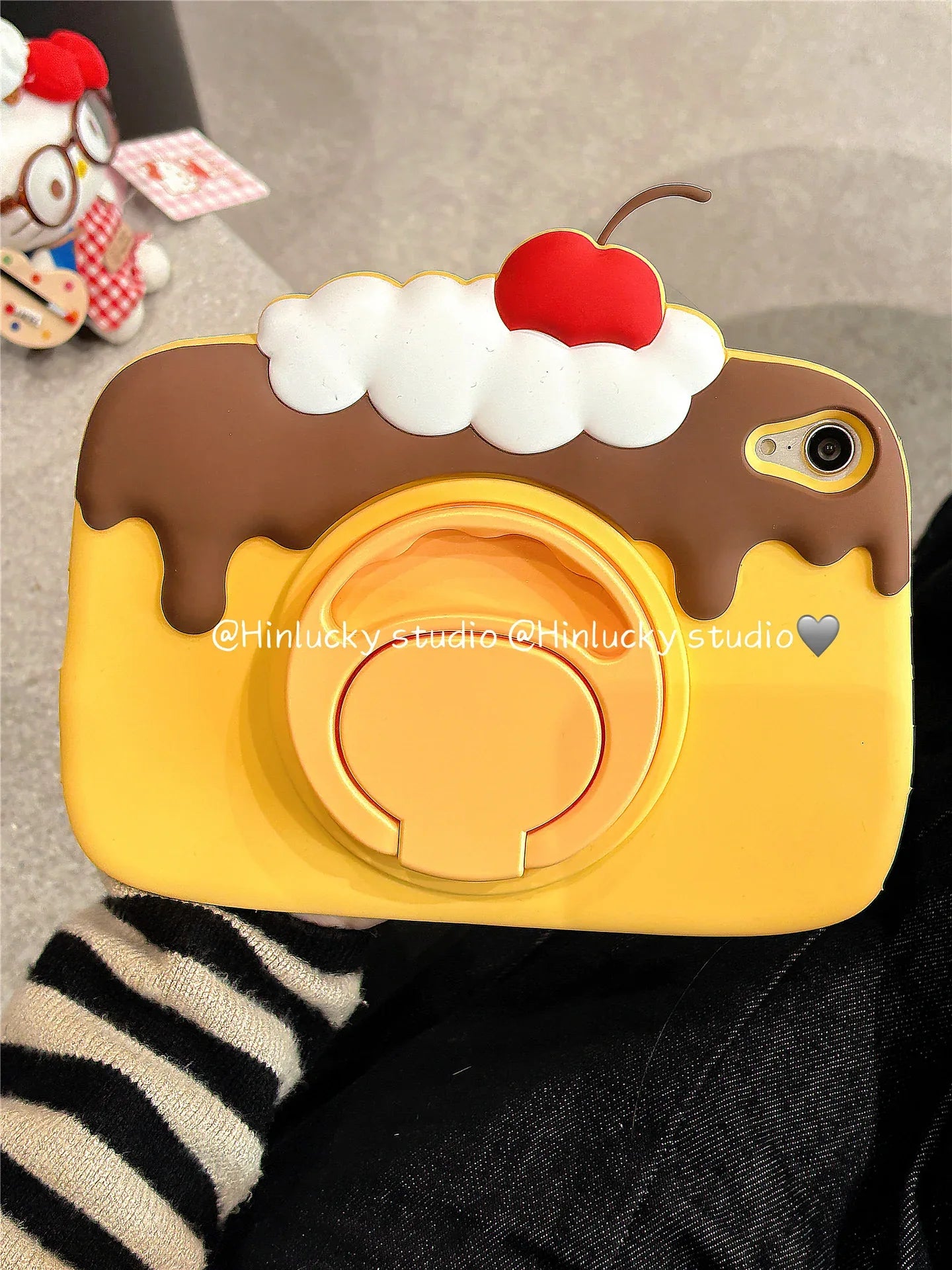 Ameigas Cherry Pudding Rotating Stand Case - Korean Style 360° Swivel Cover for iPad - Ameigas