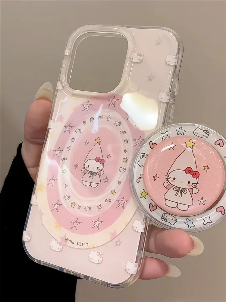 Ameigas Cozy Cap Kitten Case - Pink Long-Hat Cat with MagSafe Stand - Ameigas