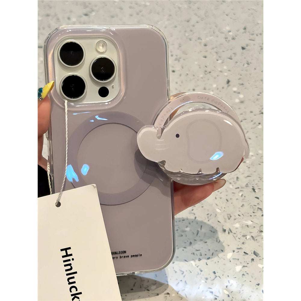 Ameigas Misty Ellie Stand Case - Minimalist Grey Lavender Elephant MagSafe Cover