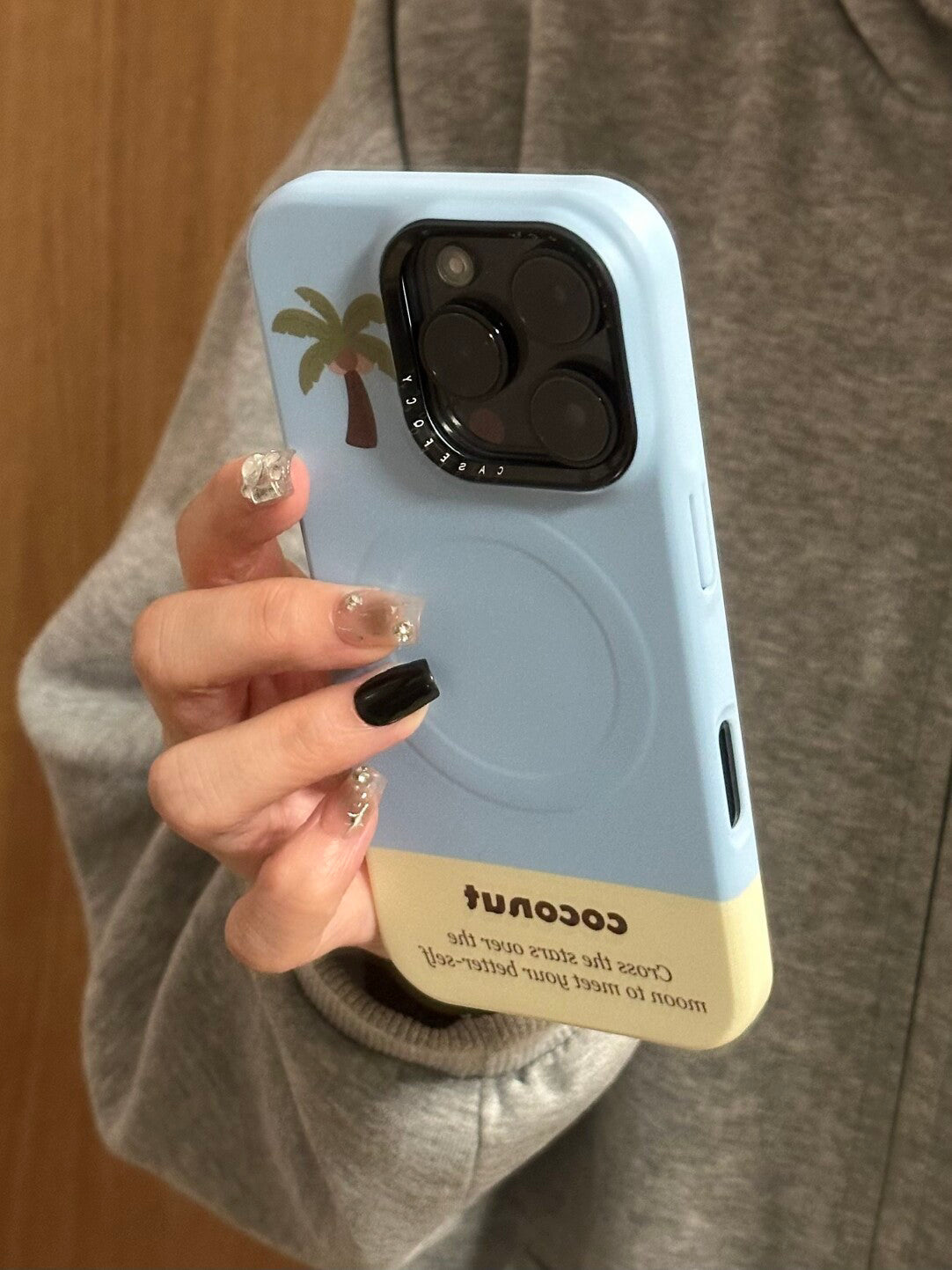 Ameigas Plaid & Palm Case - Yellow Checkered Design with Coconut Print, Detachable Kickstand & Magnetic Lock