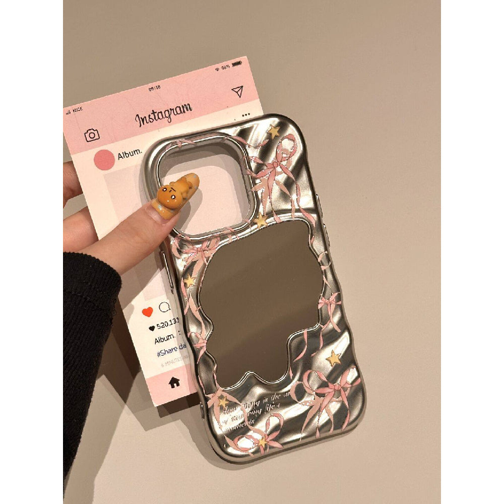 Ameigas Rilakkuma Wave Mirror Case - Crying Child & Bow Design with Full-Body Protection