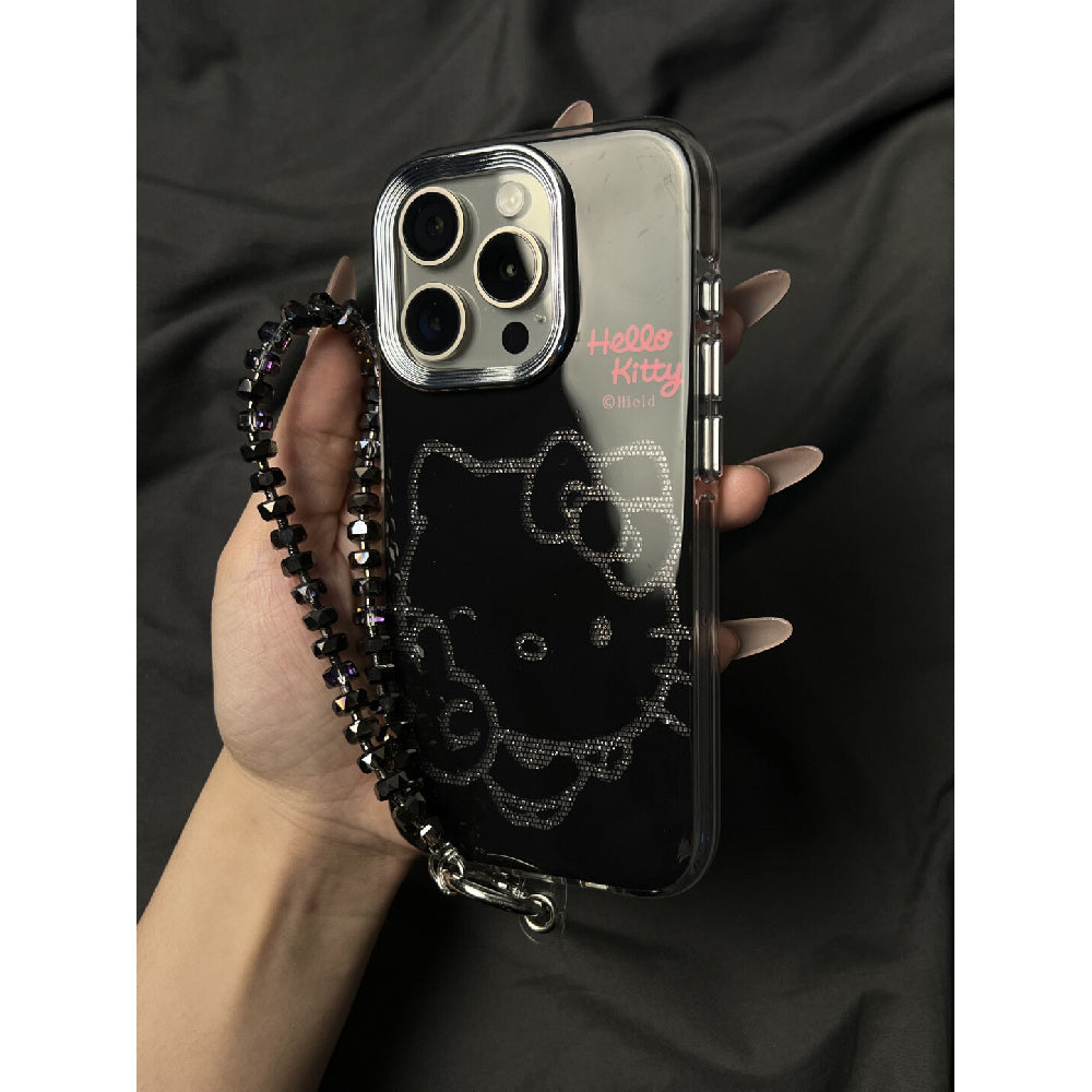 Ameigas Glitter Peace Case - Black Background with Sparkle Kitty & Peace Sign