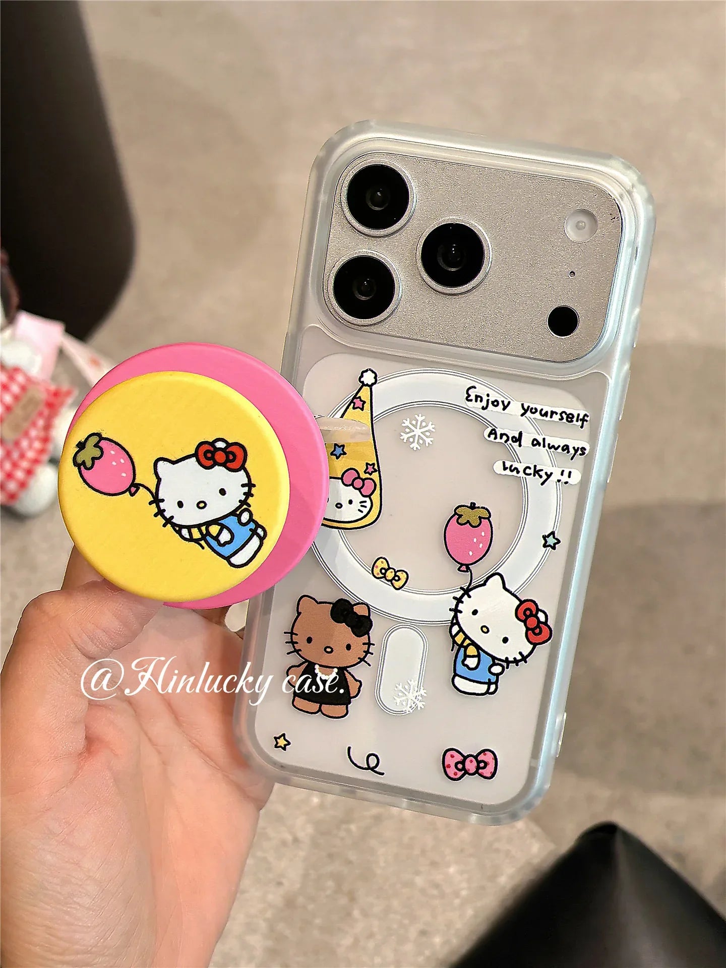 Ameigas Berry Balloon Kitty Case - Strawberry Cat & Balloon MagSafe Velvet Cover - Ameigas