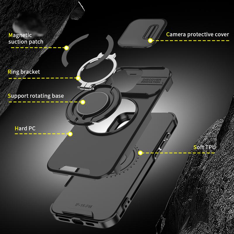Ameigas Ring Stand Protective Phone Case with Camera Guard