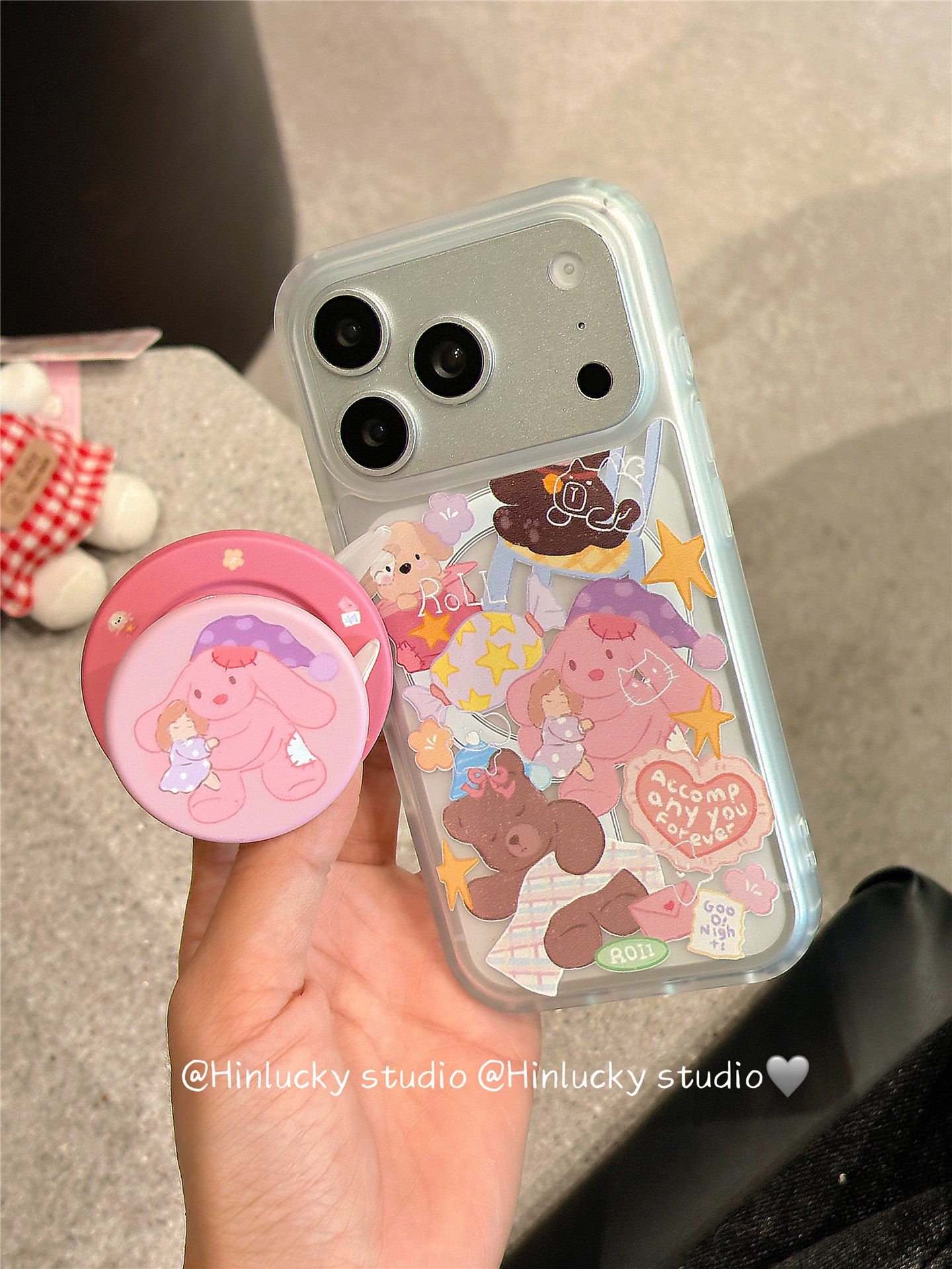 Ameigas Plush Buddy Stand Case - Japanese Korean Doll MagSafe Velvet Cover