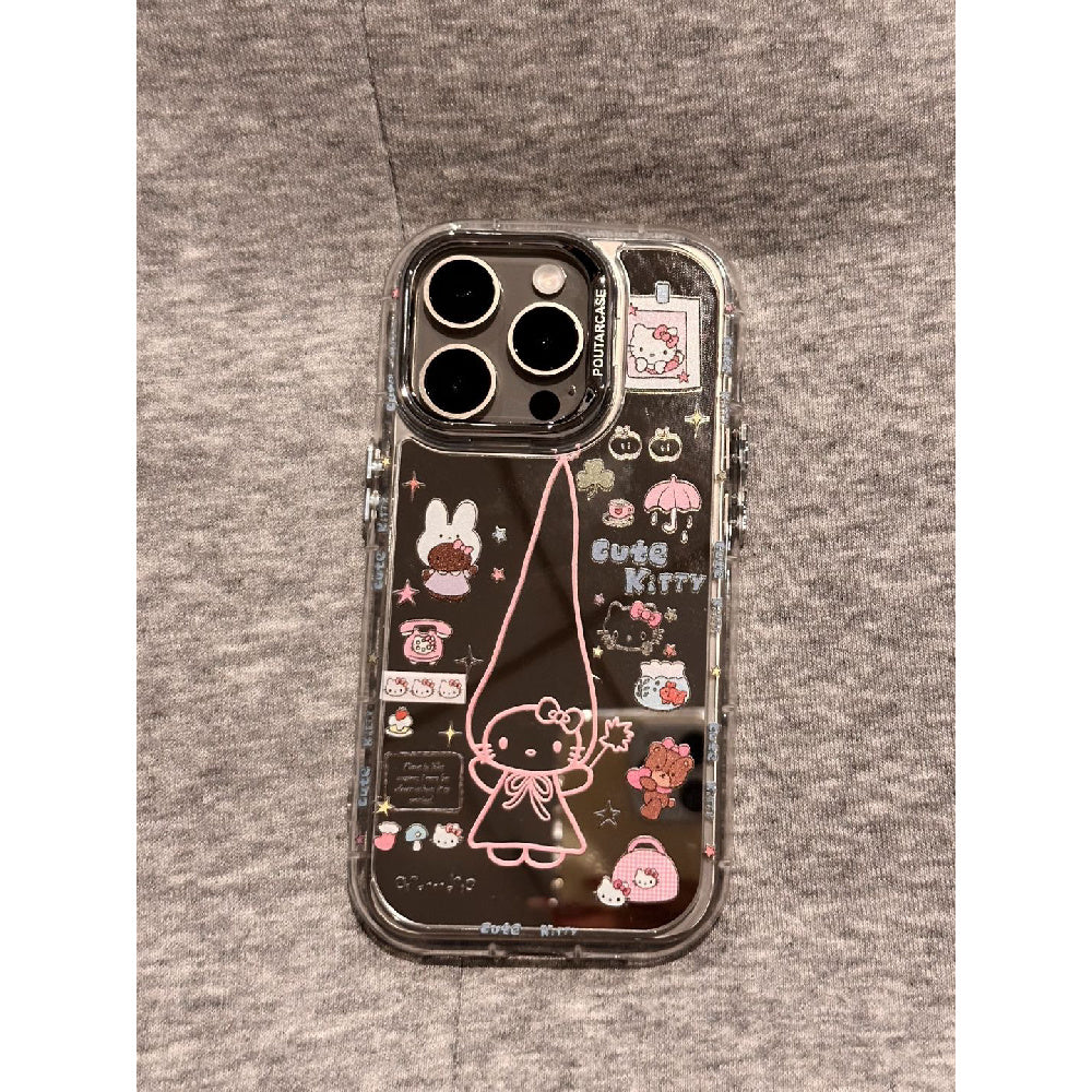 Ameigas Mirror Doodle Kitty Case - Cute Graffiti & Reflective Design with Full-Body Protection