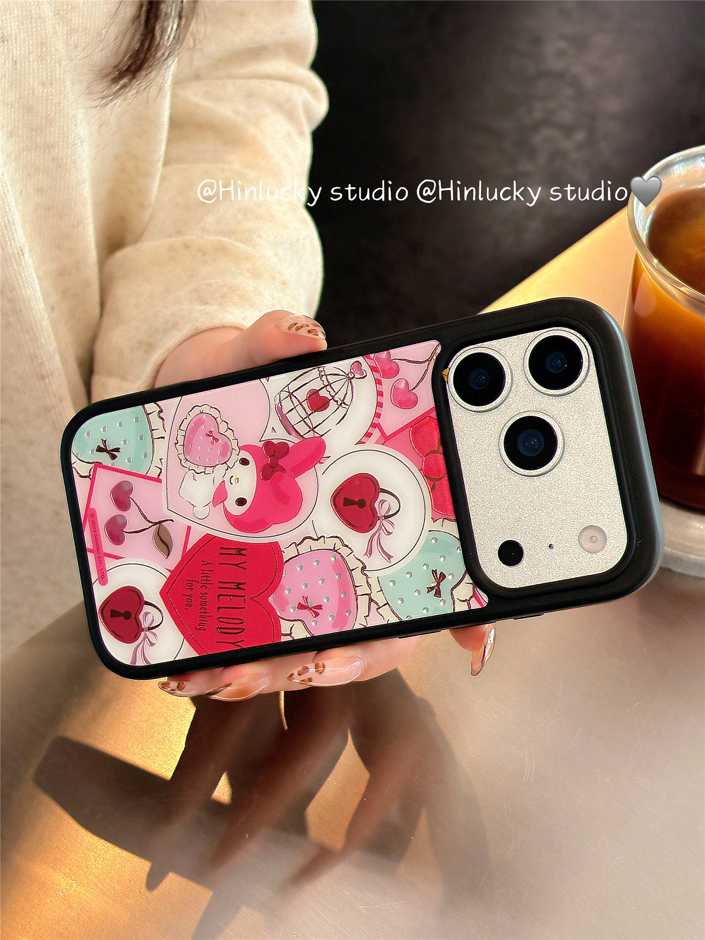 Ameigas Sanrio Heart Gold-Plated Magnetic Protective Phone Case