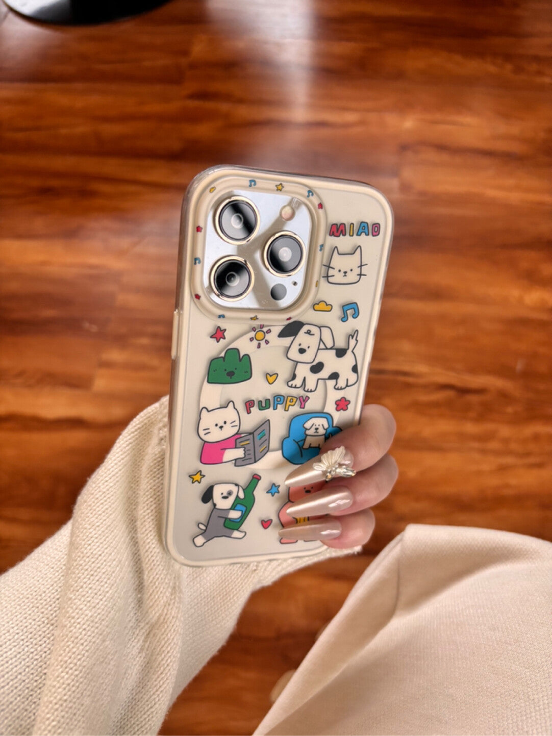 Ameigas Sunny Pals Case - Cartoon Dog & Cat Duo with MagSafe Frosted Cover