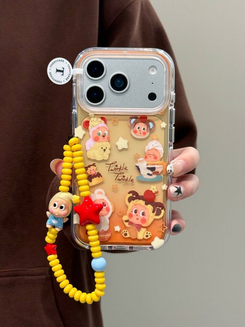 Ameigas Gradient Orange Star Character Clear Phone Case