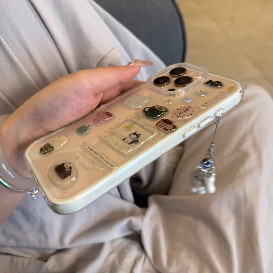 Ameigas DIY Pet Alarm Clock Case - Interactive Black Cat & White Dog with 3D Stickers & Soft Shell - Ameigas