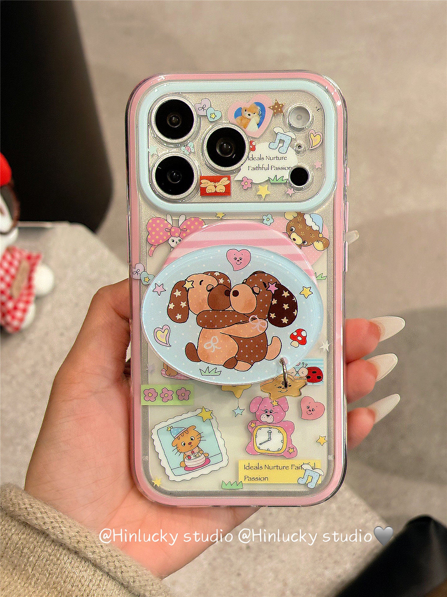 Ameigas Playful Pup Deco Case - Mix & Match Puppy Stickers with MagSafe Stand