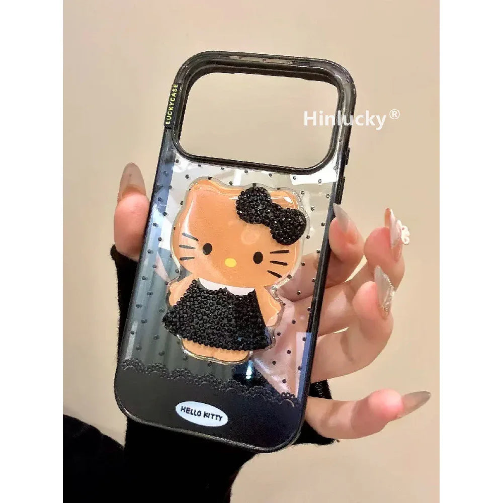 Ameigas Black Kitten Diamond Acrylic Phone Case - Ameigas