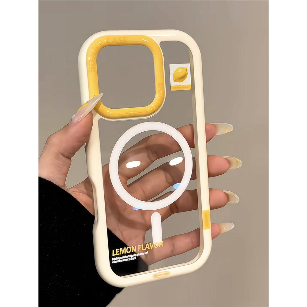 Ameigas Summer Canvas Case - Oil Paint Lemon & Magnetic Stand Acrylic Cover