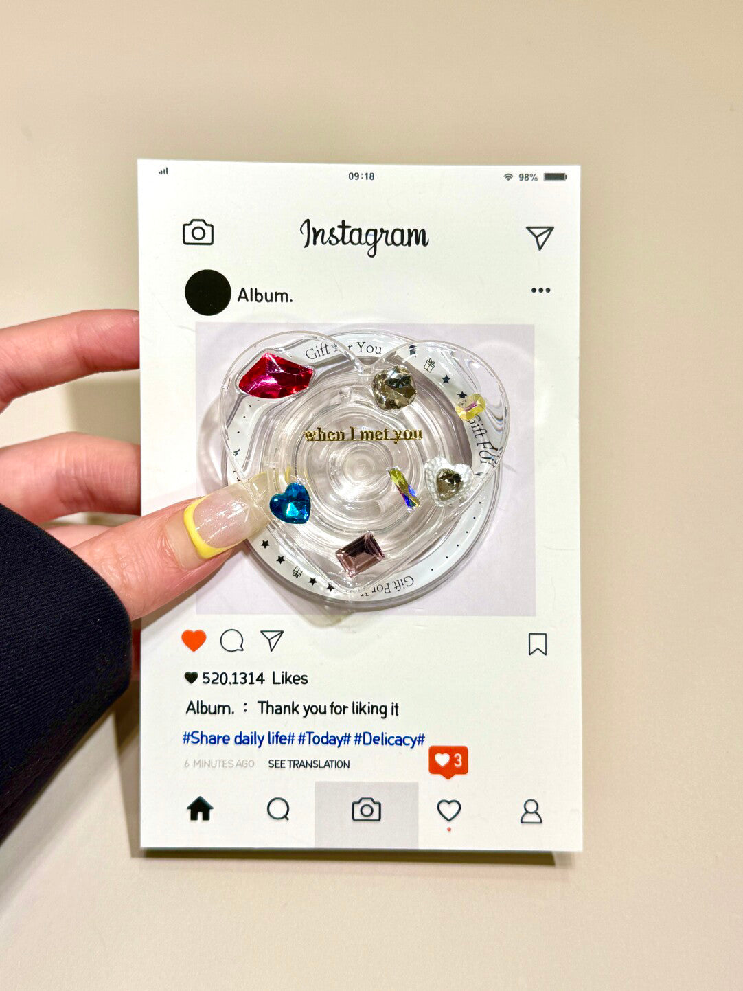 Ameigas Sparkling Heart Gem Magnetic Stand Phone Case