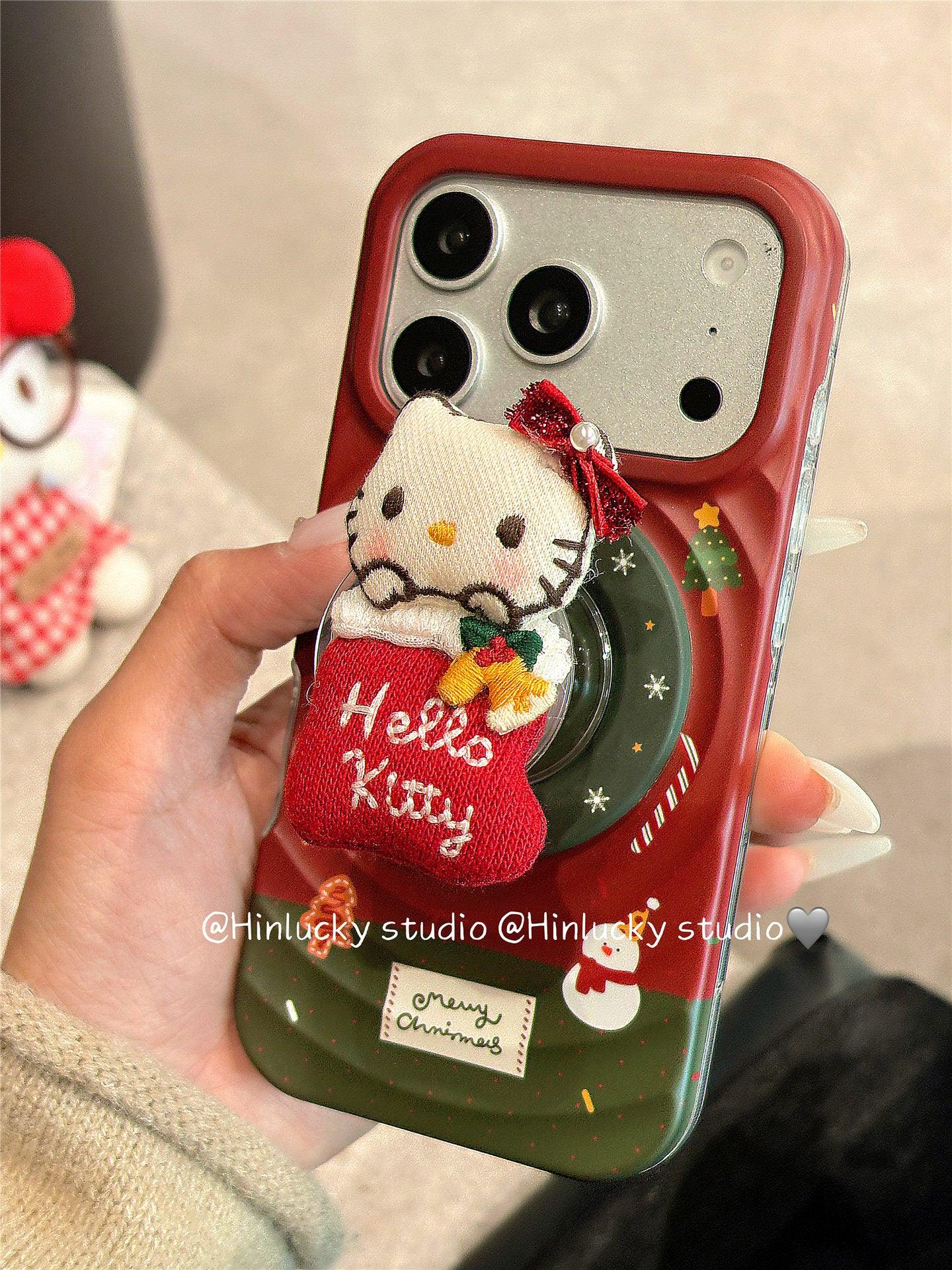 Ameigas Christmas Cat Sock Case | Festive Holiday MagSafe Stand Cover - Ameigas