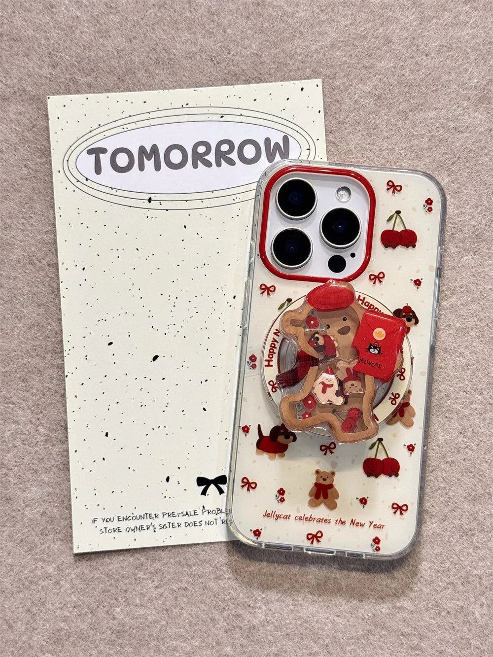 Ameigas Cute Cherry Bear & Dachshund Magnetic Stand Phone Case - Ameigas