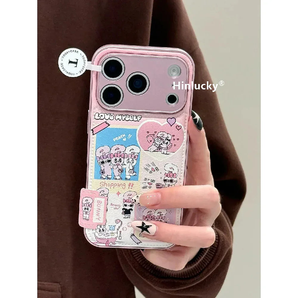 Ameigas Astra Bunny Folio Case - Cartoon Rabbit Vegan Suede Cover with Stand - Ameigas